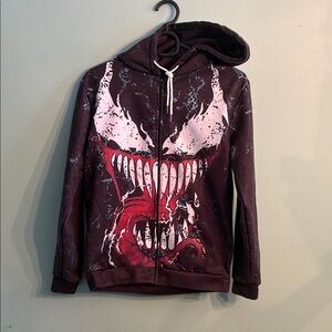 Graphic zippered Hoodie with Venom on front and Spider-Man design on back.
